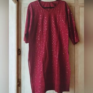 LAST CHANCE! Indian Pakistani Bollywood Red Embroidered Kurta / Kurti Dress